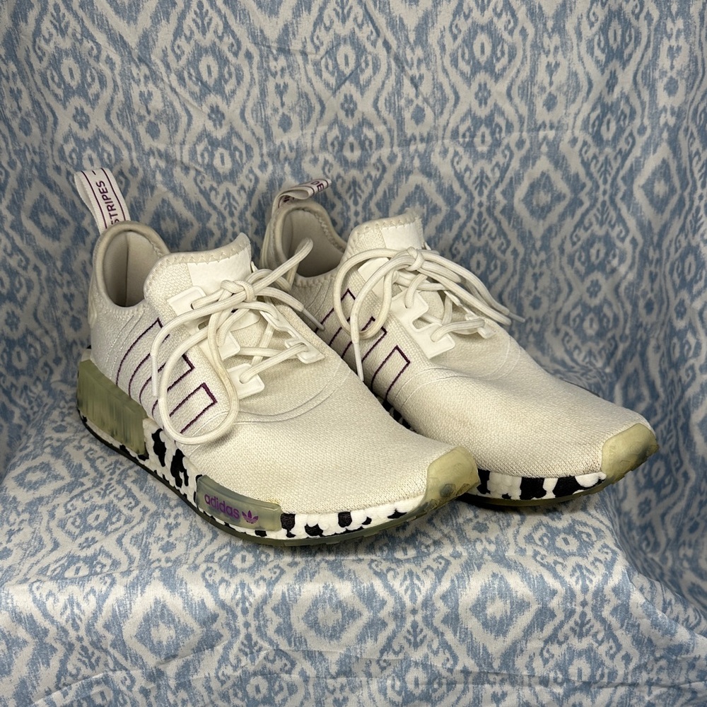 Adidas Cream and Purple Athletic Shoes